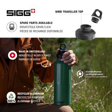 SIGG Алюмінієва пляшка для води Traveller 1,5 л, чорна, для газованих напоїв, герметична, легка, BPA-free, кліматично нейтральна