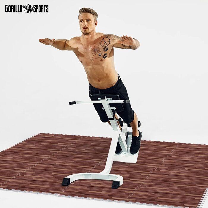 Набір захисних пазл-матів для підлоги GORILLA SPORTS® з EVA-піни, 60x60x1,2 см, 16 шт (5,76 м²), протиковзкі килимки для фітнесу та тренувань, колір: темний дерево