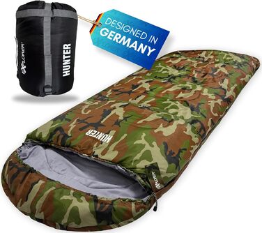 Сплячий мішок Explorer Hunter: XXL, -18°C, 220x80 см, для кемпінгу та риболовлі, камуфляж BW