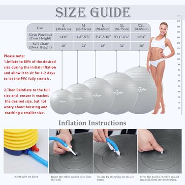 Великий фітнес-м'яч для занять гімнастикою та йогою, 58-65 см (сірий)