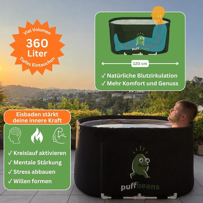 Преміум овальна крижана ванна 120 см — складна мобільна крижана бочка для дорослих з алюмінієвим каркасом та термоізоляцією для відновлення та релаксації, для дому та вулиці