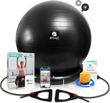 Гімнастичний м'яч ENOVI Fit+ з фітнес-стрічками, набір для фітнесу, йоги, тренувань, для спини та офісу