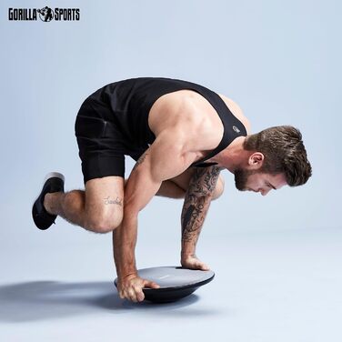 Балансборд GORILLA SPORTS® Ø 40 см, до 110-180 кг, дерево/пластик - для рівноваги, терапії, тренувань, для дітей та дорослих, з ручками