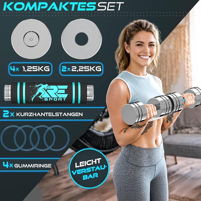 Набір гантелей 2 шт. по 10 кг (2,5/5/7,5 кг) з пінопластової ручки | Гантелі для фітнесу, тренувань вдома, силових тренувань та нарощування м'язів | Турквіс