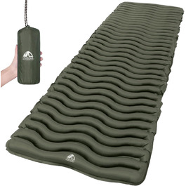 Килимок для кемпінгу Unigear 500g, Ultralight, надувний, 150x60 см, для туризму та відпочинку на природі, армійний зелений з подушкою