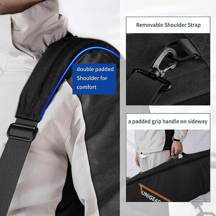 Сумка для лиж і сноуборда Unigear, подвійна підкладка, для 1-2 пар, 165/175 см