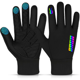 Водонепроникні дитячі рукавички для велосипеда, сенсорні зимові рукавички для хлопчиків та дівчаток 4-12 років, неслизькі та теплі, спортивні рукавички Softshell для дітей (Medium [6-8 ], Rainbow)