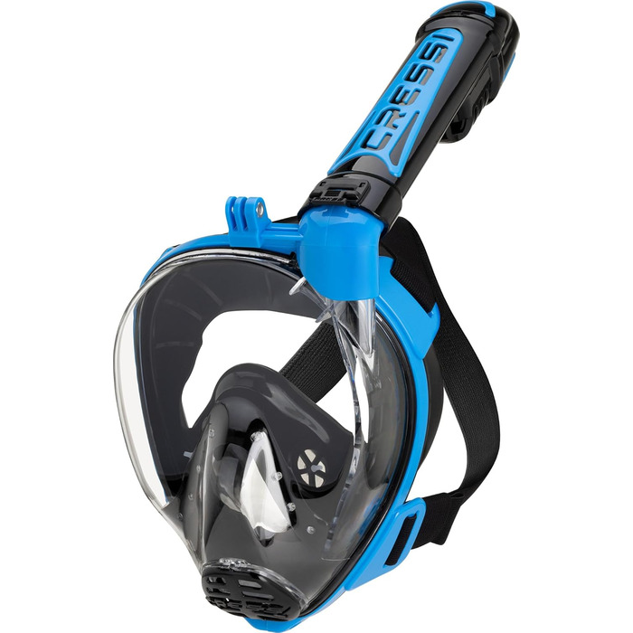 Маска для снорклінгу CRESSI Duke Action Full Face M/L (чорно-синя) з тримачем для екшн-камери, 100% силікон, безпечна від CO2