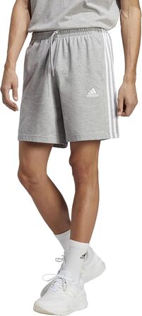 Чоловічі повсякденні шорти adidas Essentials French Terry 3-Stripes, сірі (Medium Grey Heather/White), розмір M
