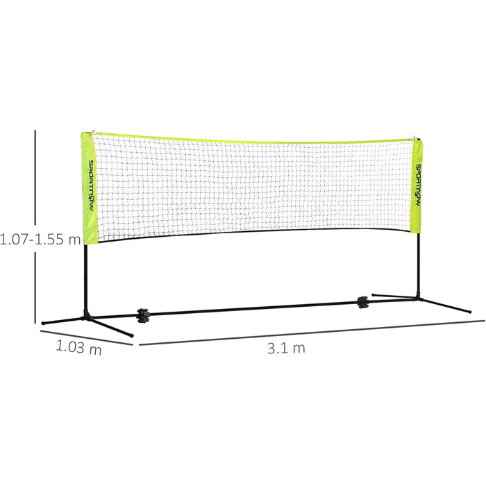Сітка для бадмінтону SPORTNOW 3/4м, розкладна, регульована, для тенісу, бадмінтону, піклболу, волейболу, з сумкою, чорно-жовта
