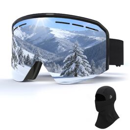 Гірськолижна маска VCOROS YH359 для скіїнгу та сноуборду Unisex, OTG, сріблясто-чорна (VLT 13%) з захисним чохлом
