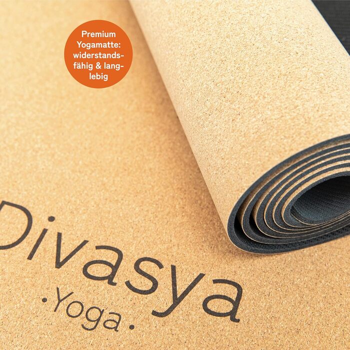 Йога мат Premium Kork: з натурального каучуку та корку | 100% натуральний та екологічний | 183 x 66 x 0,4 см | з чохлом для перенесення | неслизький | безпечний | без TPE | міцний та довговічний