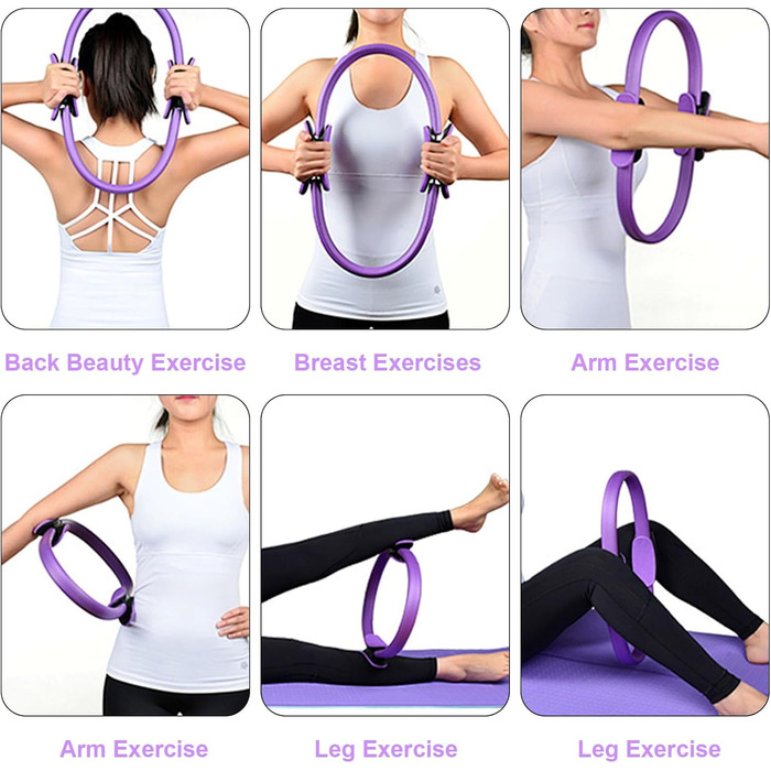 Набір для пілатесу вдома: м'яч 25 см, кільце, стрічка, гумки. Набір аксесуарів для пілатесу. Фіолетовий колір
