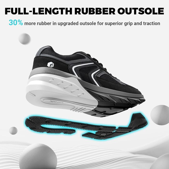 Кросівки FitVille для чоловіків з широкою ногою, чорні та сірі: бігові, спортивні, з амортизацією, дихаючі, для бігу та повсякденного носіння