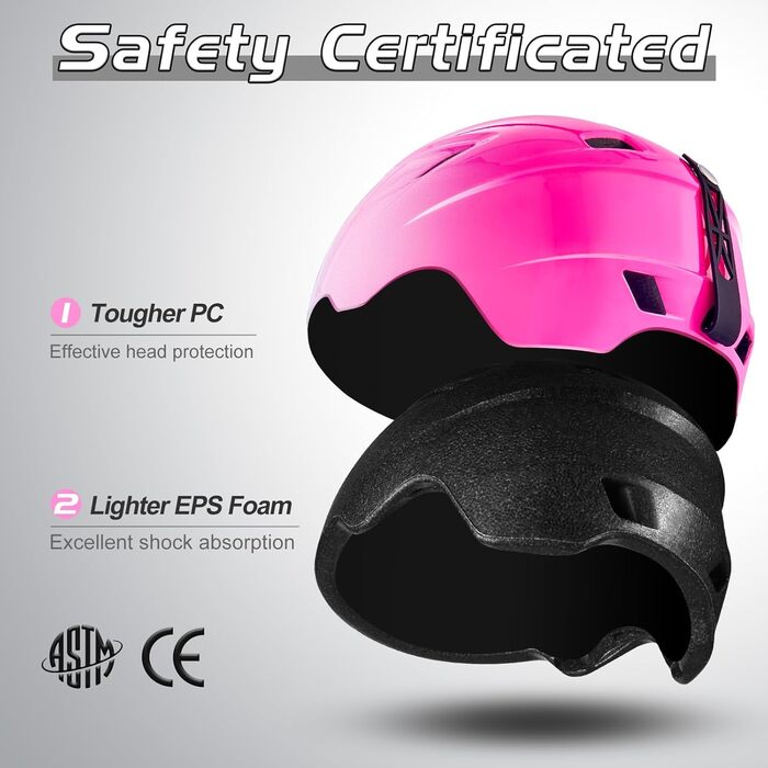 Шолом та маска для гірськолижного спорту Odoland: комплект для жінок та чоловіків, захист UV 400, стійкість до вітру, градієнт рожевого кольору, розмір M (55-59 см)