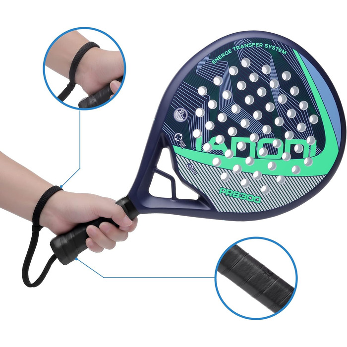 Плече для падел-тенісу IANONI, карбонова поверхня, піна Eva Memory Flex, синій колір, T-PR8300-BLUE-2