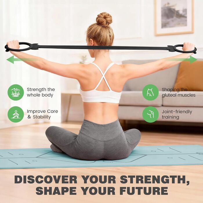 Йога мат Soontrans: протиковзаюча, 8 мм, TPE, з гумками та подушкою для колін, 183x68 см (Блакитний)