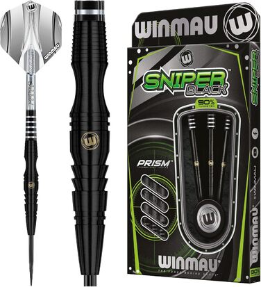 WINMAU Sniper Black професійний вольфрамовий дартс-набір з оперенням і стрижнями