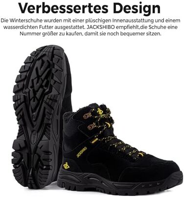 Черевики зимові JackShibo для чоловіків та жінок. Теплі, водонепроникні, антиковзаючі, для хайкінгу та трекінгу. Зимові черевики на 44 EU, чорні