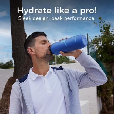 Термос пляшка Waterdrop Microdrink x Novak Djokovic 1.4 л, ізольована нержавіюча сталь, для напоїв, 24 год холоду, 12 год тепла, герметична та ударостійка