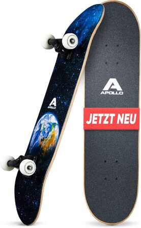 Скейтборд Apollo Earth для дітей і дорослих, 7 шарів, ABEC-7, середній конкейв, стильний дизайн