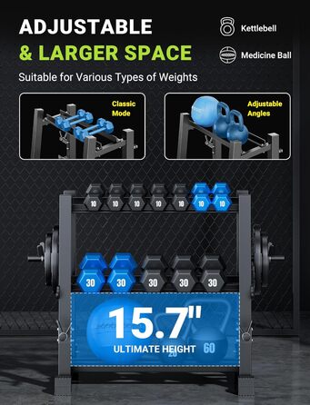 Стойка для гантелей Dripex на 3/5 рівнів, сумісна з гантелями, гирями та штангами, макс. 500 кг, регульована. Багатофункціональна