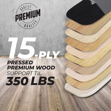 Yes4All Дерев'яний балансборд для дому, серфінг, тренування всіх рівнів (сірий/чорний)