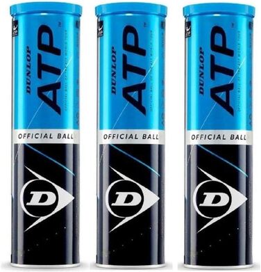 Офіційні тенісні м'ячі Dunlop ATP, набір 12 шт. (3x4), для турнірів, преміум-якість