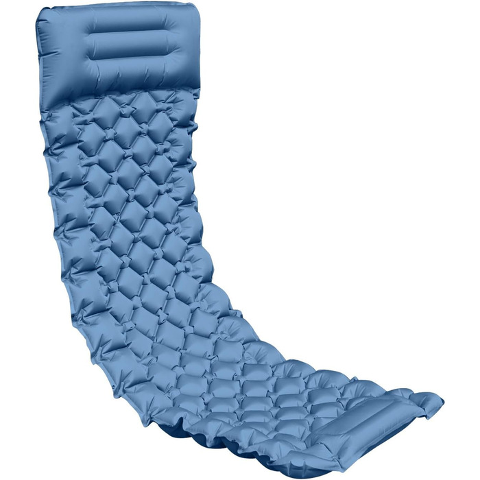 Саморозгортальний килимок для кемпінгу Podazz - ультралегка спальна матрац з подушкою, 10 см товщина, водонепроникний, з вбудованим насосом для туризму (блакитний)