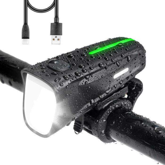 Світлодіодний передній ліхтар для велосипеда 100 LUX, USB-аккумуляторний, 3 режими освітлення, IPX5 водонепроникний, антибліковий дизайн, чорний