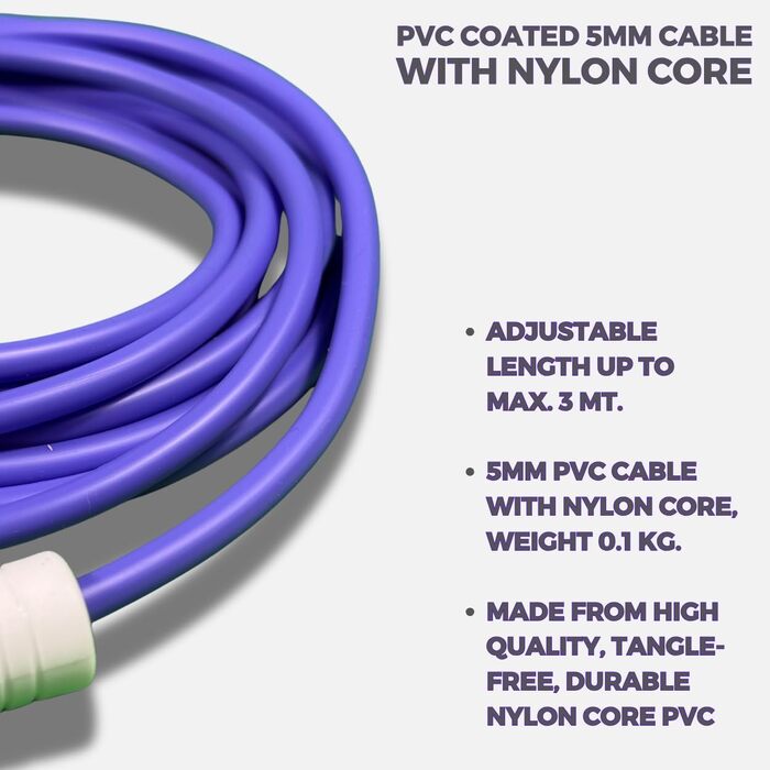 Професійне скакалка Elevate Speed Rope MAX з міцного PVC, нейлонового сердечника, довжина до 3 метрів, чорні/білі ручки (фіолетовий)