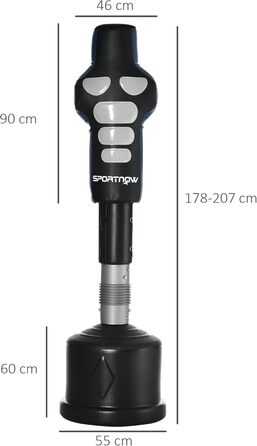SPORTNOW Стійка боксерська груша 178-207 см, регульована висота, з HDPE основою, для дорослих і дітей, для домашніх тренувань