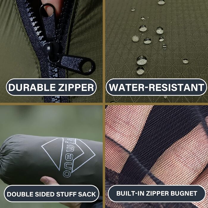 Гамак Onewind Premium 11' для кемпінгу з москітною сіткою та ременями для дерев, 335x162 см