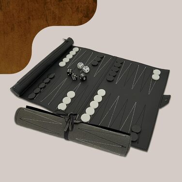 Дорожня нарди PrimoGames Roll-up з екошкіри, класична настільна гра для подорожей
