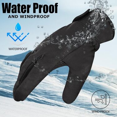 Велосипедні рукавички Westwood Fox: теплі зимові рукавички з водонепроникним екраном, вітрозахисні термо-рукавички для чоловіків та жінок, чорний колір, розмір L