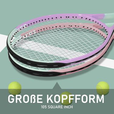 Набір тенісних ракет OGEENIER для дорослих (2 гравці) з аксесуарами (фіолетовий+рожевий)