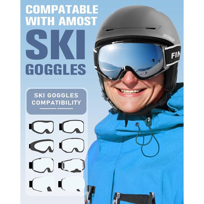 Шолом гірськолижний Findway для чоловіків та жінок, унісекс, з вентиляцією, для катання на лижах/сноуборді, розмір L (59-63 см), колір A2-Titangrau