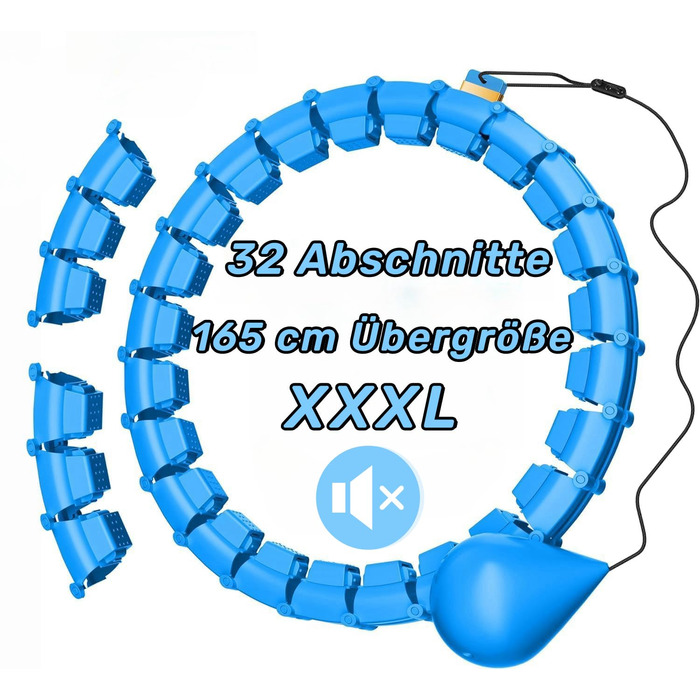 Обруч для схуднення з ваговим кільцем Smart Hoop (32 вузли, 57-165 см) Blau - фітнес обруч для дорослих