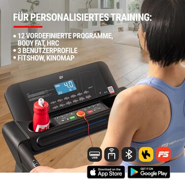 Бігова доріжка Hop-Sport Bolt для дому, електрична, з нахилом, складана, LCD-дисплей, Bluetooth, тримач для планшета/смартфона, швидкість до 14 км/год, навантаження до 130 кг