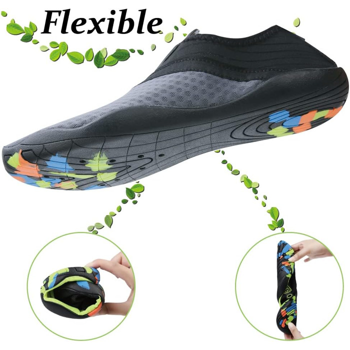 Шкарпетки для плавання унісекс, чоловічі та жіночі, легкі, дихаючі, швидковисихаючі аквашузи (42 EU, сірий)