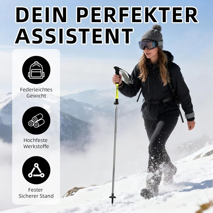 Складні трекінгові палиці | Телескопічні палиці для ходьби | Палиці для Nordic Walking та гірських походів | Алюміній, 115-135 см