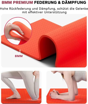 Йога мат HAPBEAR XXL: широка, спортивна, фітнес-мат з антиковзаючим покриттям 198x137 см / 183x116 см / 6 мм, надміцна, для пілатесу, тренажерного залу, дому, воркауту, зелена