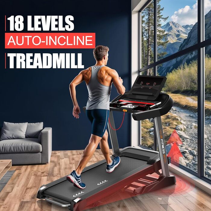 Біговий тренажер CharonFit T800: складний, потужний, до 160 кг, 20 км/год, з монітором, для дому