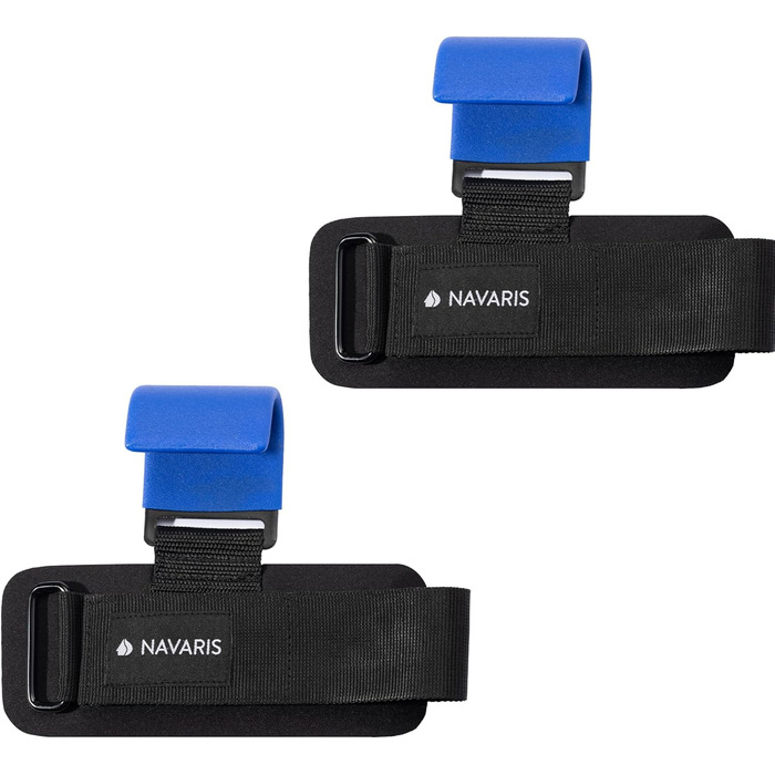 Набори для тренувань Navaris з гачками для силових тренувань - Фітнес, бодібілдинг, захист суглобів. Професійні ремені для важкої атлетики з металевими гачками (Блакитний)