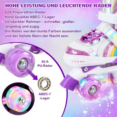 Дитячі ролики Kinder для дівчаток та хлопчиків, регульовані, з підсвічуванням, для початківців, розмір 28-36