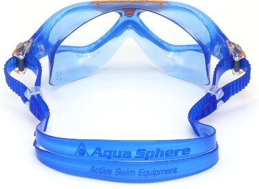 Дитяча плавальна маска AQUASPHERE Vista JR для дітей від 6 років, з УФ-захистом, силіконовим ущільненням, антифог та захистом від протікань, для хлопчиків і дівчаток, синя та оранжева, прозора лінза