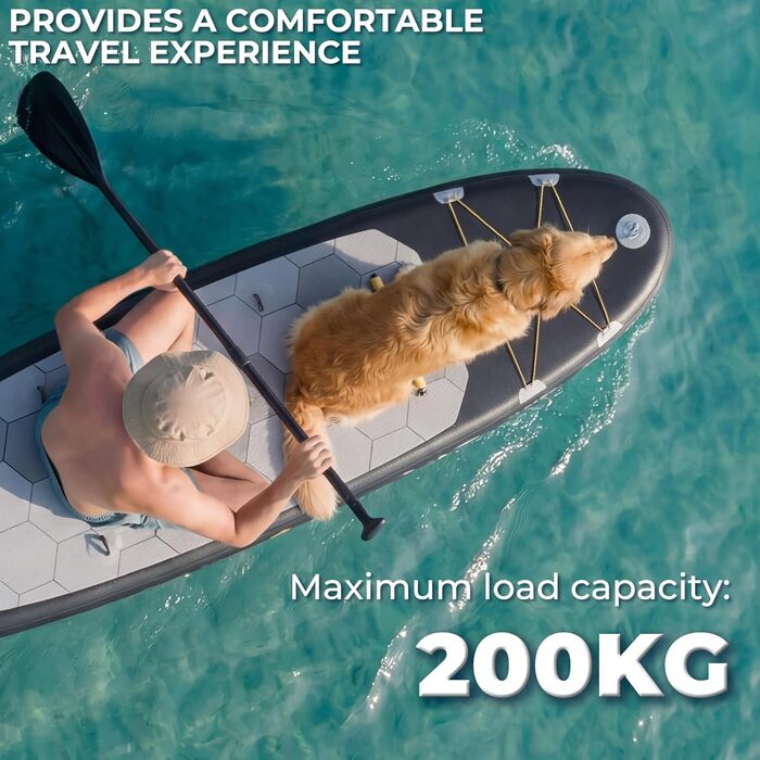 Надувне SUP-борд JUMMICO: стабільний, швидкий, з рюкзаком (чорний)