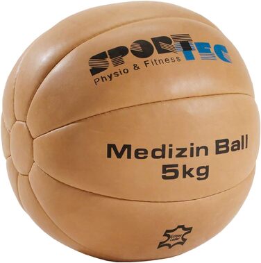 Медичний м'яч Sport-Tec 5 кг зі шкіри для фітнесу, реабілітації та тренувань