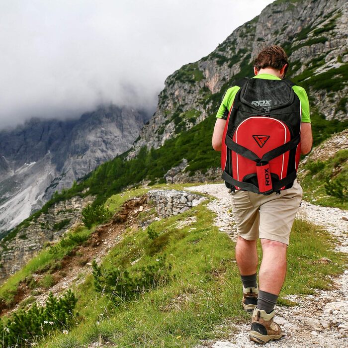 Спортивна сумка RDX з відділенням для взуття, рюкзак для залу, боксу та трекінгу, унісекс, червоний/чорний