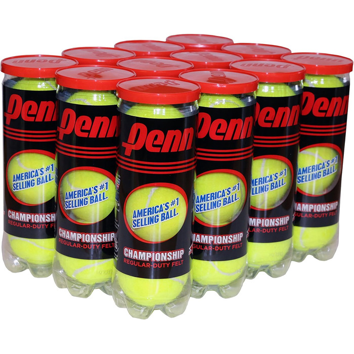 Тенісні м’ячі Penn Championship для регулярної гри, фетр, 16 банок (36 м’ячів)